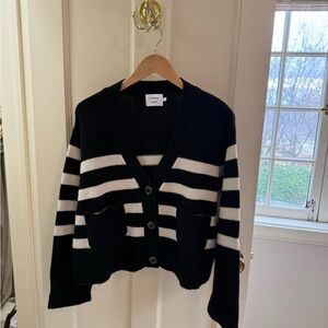 Almada Black and Cream Striped Cardigan